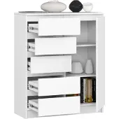 BDW - Kommode 5 Schubladen, Wohnzimmer, Flur 80x97x35, Weiss