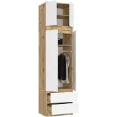 BDW Kleiderschrank mit Aufsatz, 4-türiger Kleiderschrank, Eiche Artisan / Weiß