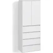 Livinity Kleiderschrank Garda Weiß mit 4 Schubladen, Model 58736
