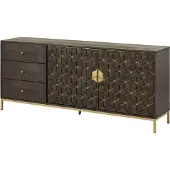 MASSIVMOEBEL24.DE MASSIVMOEBEL24 Sideboard Mango 180x40x77 grau geölt DIAMOND #110