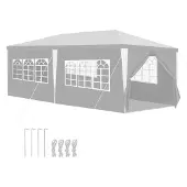 Aopunly 3x6m Garten Pavillon mit Seitenteilen tragbares wasserdichtes Zelt mit Eisenrohr, weiß