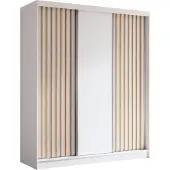 AX Living Cabinio Schwebetüren Kleiderschrank Weiß mit Artisan 180cm