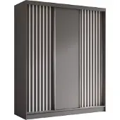 AX Living Cabinio Kleiderschrank 180 Breit Grau mit Weißen Lamellen