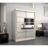 Minio Kleiderschränk 150 cm ROMA 2 Weiß / Sonoma Eiche