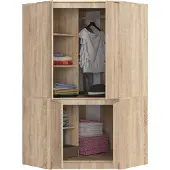 BDW Eckschrank Schlafzimmer, Kleiderschrank, Eckkleiderschrank, Sonoma-Eiche