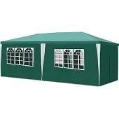 Fiqops Faziango Pavillon Partyzelt mit Seitenwänden, Reißverschlusstür & Fenstern, UV-geschützt, 3x6m Grün