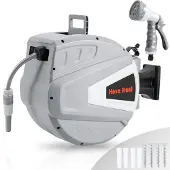 Izrielar Schlauchtrommel Automatik 20M Wasserschlauchaufroller Schlauchaufroller Gartenschlauchaufroller Wasserschlauch 180° schwenkbar Wandhalterung