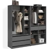 Livinity Kleiderschrank Trento Anthrazit 2er Set, Model 58979
