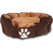 H4L Hundebett braun 62x52cm Hundekissen Hundekörbchen waschbar