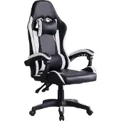 CLIPOP Bürostuhl Ergonomisch Gaming-Stuhl, mit Armlehne, Kopfstütze, Lendenkissen, Weiß