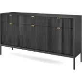 AX Living Sideboard mit Schubladen Eternas KS154 154 cm Schwarz