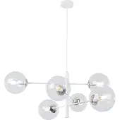 Light11 HOME Vicenza Hängelampe Weiss Chrom 6 Flache Klarlampe E14