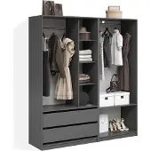 Livinity Kleiderschrank Trento Anthrazit 2er Set, Model 58980