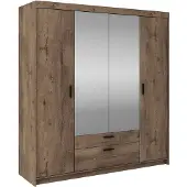 AX Living Kleiderschrank mit Spiegel Storicos Eiche Lefkas 4T 176,3cm