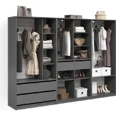 Livinity Kleiderschrank Trento Anthrazit 3er Set, Model 58981