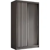 Masseno Schiebetürenschrank LAMELLO 120 cm Kleiderschrank Schlafzimmer Schrank 2-türig mit Lamellen Grau