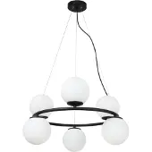 Light11 HOME Hängeleuchte Aura schwarz 6-flammig Glas Weiß E14