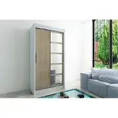 Minio Kleiderschränk 100 cm ROMA 1 Weiß / Sonoma Eiche