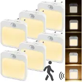 Rosikey 6er LED Nachtlicht Steckdose Mit Bewegungsmelder Dämmerungssensor Nachtlampe Schrankleuchte Warmweiß