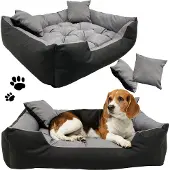 EDANTI Hundebett Hundekissen Katzenbett 130x105 cm Tierbett Hundesofa Wasserdicht Grau