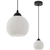Light11 HOME Hängeleuchte Riffle schwarz 1-flammig Glas Weiß Kugel E27