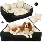 EDANTI Hundebett Hundekissen Katzenbett 115x95 cm Tierbett Hundesofa Wasserdicht Beige