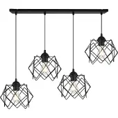 Light11 HOME Stella Hängelampe 4 Flacher Schwarzer Lampenschirm E27