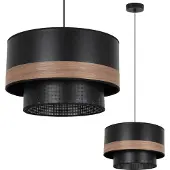Light11 HOME Wood Duo Hängelampe Schwarz 1 Flaches Netzgewebe Nussbaumfurnier
