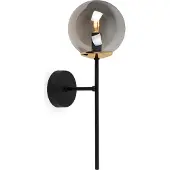 Light11 HOME Wandleuchte Siena Schwarz-Gold 1-flammig Glas Rauchgrau E14