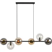 Light11 HOME Siena Hängelampe Schwarz Und Gold 6 Flache Gemischte Lampenschirme E14