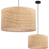 Light11 HOME Rattan-Hängelampe Schwarz 1 Flacher Rattan-Lampenschirm 35Cm