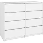 BDW , Kommode mit Schubladen, Sideboard Wohnzimmer, 120x100cm, Weiß