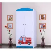 BDW Kleiderschrank, 2 Türen, 2 Schubladen, Garderobenschrank, 180x90 cm, Blau