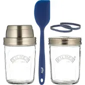 Kilner 65025035, Set, Rund, 0,35 l, Blau, Silber, Transparent, Glas, 109 mm
