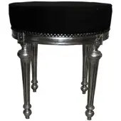 Casa Padrino Barock Sitzhocker / Rundhocker Schwarz / Silber