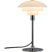 Dyberg Larsen Tischlampe, Tischleuchte, Nachttischlampe, Schreibtischlampe, LED Leselampe, Morph D21 Opal Chrom