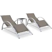 vidaXL Möbel Sonnenliegen 2 Stk. mit Tisch Aluminium Taupe - Gartenliegen 310538