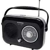 Hyundai Retro Radio PR 100 tragbar AM/FM AUX schwarz Batterie- und Netzbetrieb 160x230x60 mm