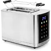 Emerio Toaster mit Digitaldisplay – 2 Schlitzen – Auftaufunktion – Einstellbarer Thermostat – Krümelschublade – Edelstahl-Toaster – TO-132888 – Silber
