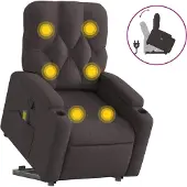vidaXL Massagesessel mit Aufstehhilfe Dunkelbraun Stoff