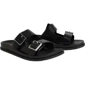 Calvin Klein Pantolette "CITY SANDAL BUCKLE LTH", Damen, Gr. 37, Leder, schwarz, Basic, Schuhe Pantolette, Sommerschuh, Hausschuh, Strandschuh mit Plateau und Schnallen