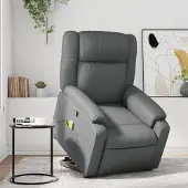 vidaXL Massagesessel mit Aufstehhilfe Grau Kunstleder , Klassische Sessel 2024 Neu