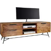 Wohnling Lowboard NISHAN 160x54x40 cm Sheesham Massiv Holz Hifi-Board mit Stauraum und Schubladen Massivholz Fernsehschrank Wohnzimmer Industrial