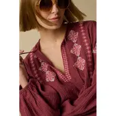 Sissy-Boy Bluse Mit Stickerei - Lila | Größe: XL