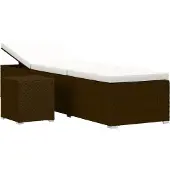 vidaXL Sonnenliege mit Auflage und Teetisch Poly Rattan Braun