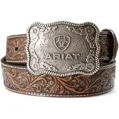 Ariat Herren Straight Floral Buckle Schwarz/Hellbraun 38