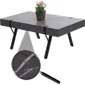 Mendler Couchtisch MCW-L54, Wohnzimmertisch Beistelltisch Sofatisch, Metall 43x110x60cm Marmor-Optik grau