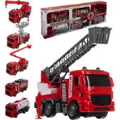 Kruzzel Reibungsgetriebenes Feuerwehrautos Set 6 Spielzeugautos Feuerwehr Spielzeug für Kinder 24631