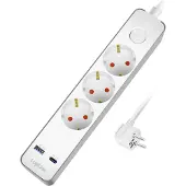 Logilink Steckdosenleiste mit 3 Steckdosen + USB-A/USB-C PD 20W, 1,4m, Weiß