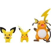 Jazwares Pokémon Select Actionfiguren 3er-Pack Evolution Pichu, Pikachu, Raichu